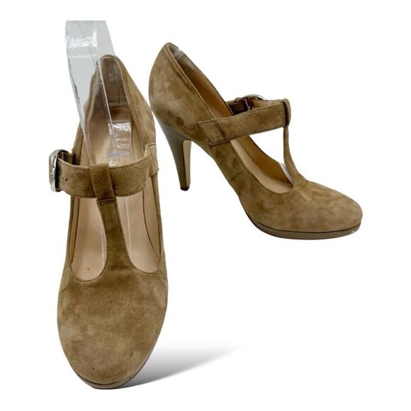 Franco Sarto Nalia Caramel Suede T Strap May-Jane w/Patent Heel and Platform 9 - Picture 3 of 13
